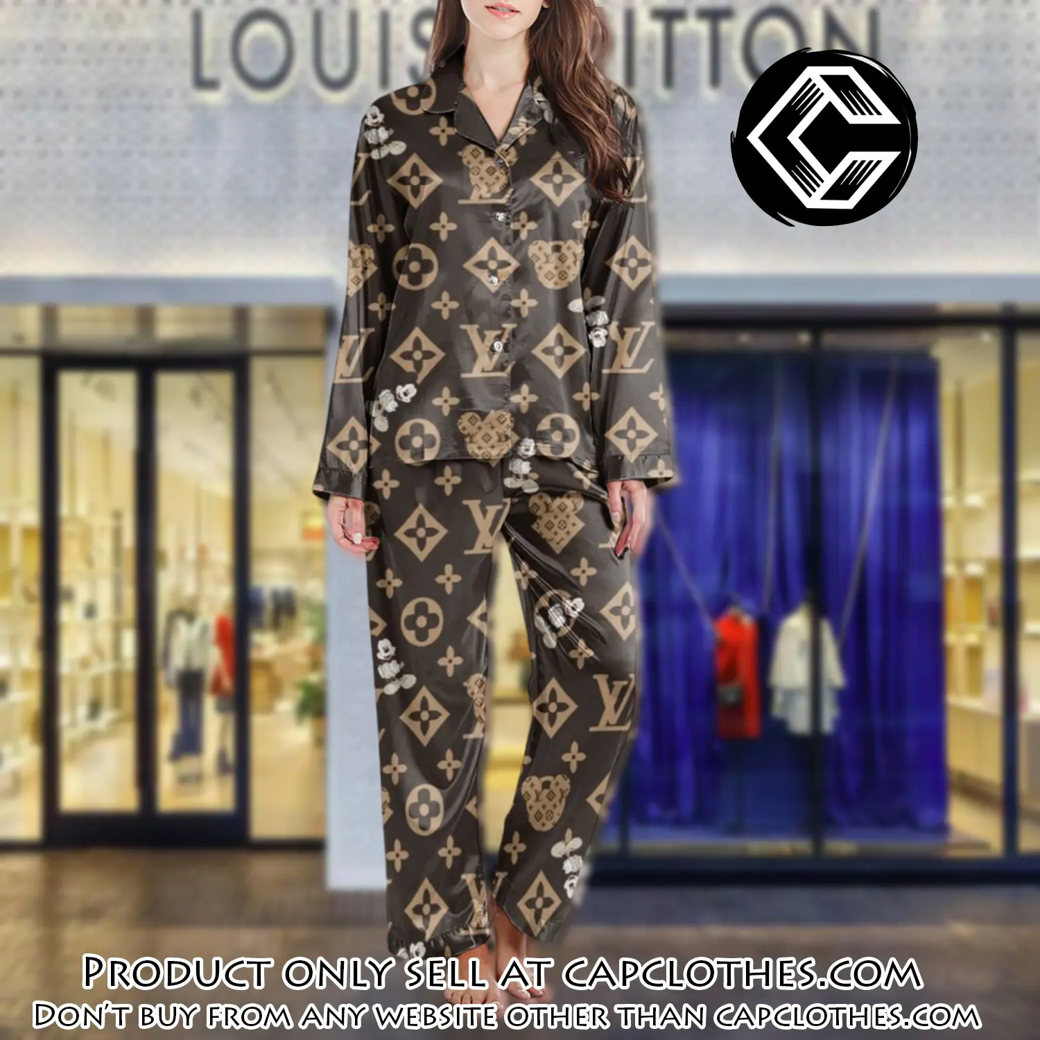 Lv monogram long satin pajama set pjs1030 cc1801893